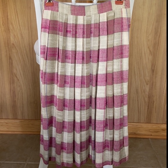 C’est Petite EUC Vintage Pleated Flax Blend Skirt - Picture 8 of 9